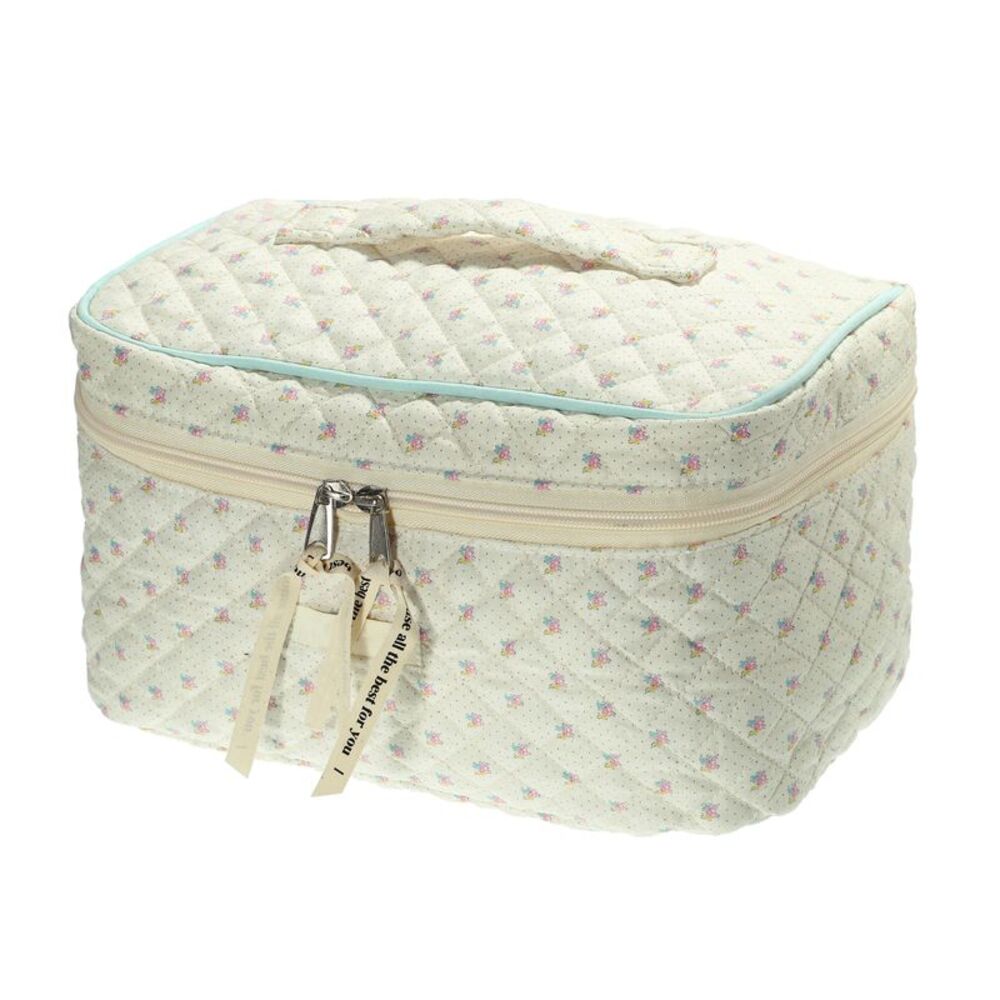 Cotton Large Cute Floral Travel Quilted Toiletry Makeup Bag